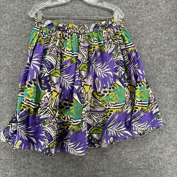 Studio West Skirt Womens L Purple Leaf Print Pull On Mini Flowy Hippie Boho Y2K - Picture 4 of 8